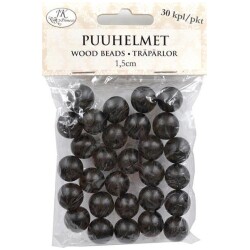 Puuhelmet 1,5cm musta 30kpl/pss