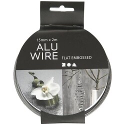 Alumiinilanka, lev. 15 mm, paksuus 0,5 mm, hopea, littea, 2m