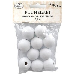 Puuhelmet valkoinen 25mm 10kpl/pss