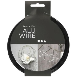 Alumiinilanka, paksuus 1 mm, musta, pyorea, 16m