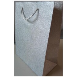 Lahjakassi iso hopea glitter 27x21x11cm