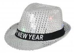 Uuden vuoden hattu paljeteilla hopea
