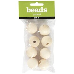 Puuhelmi 25mm, 8kpl/pss.