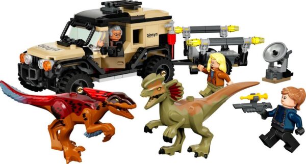 LEGO Jurassic Pyroraptorin ja Dilophosauruksen kuljetus