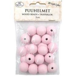 Puuhelmet v.punainen 2cm 20kpl/pss.