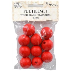 Puuhelmet 2,50cm punainen 10kpl/pss.