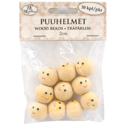 Puuhelmet 2cm hymynaamat 10kpl