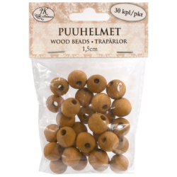 Puuhelmet 1,5cm ruskea 30kpl