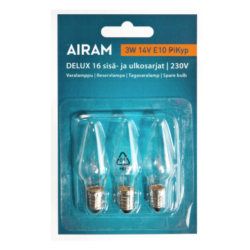Airam Delux 16 varalamppu 3W 14V PIKYP E10/3BL