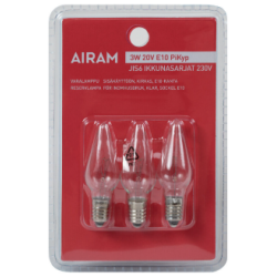 Airam ikkunasarjat varalamppu 3W 23V PIK E10/3BL