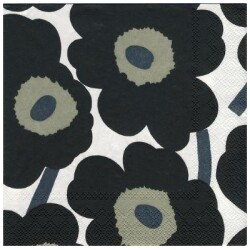 Marimekko Lautasliina Unikko white black 40cm 20kpl