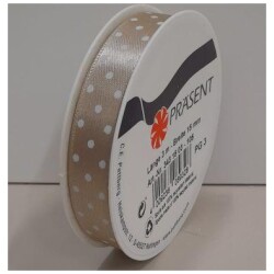 Satiininauha Mini dots beige 15mmx3m