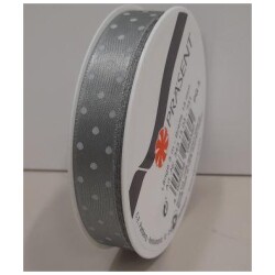 Satiininauha Mini dots harmaa 15mmx3m