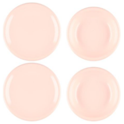 Lautassetti 4 kpl vaaleanpunainen