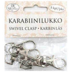 Karabiinilukko hopea 5kpl/pkt