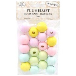 Puuhelmet 2cm 20kpl/pss. pastelli