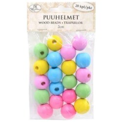 Puuhelmet 2cm 20kpl/pss. varilajitelma