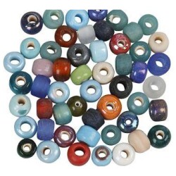 Lasihelmilajitelma 1 Pss, 500 G, Halk. 9 mm, 2,5-3 mm, Varilajitelma Isoreikaisia lasihelmia, eri vareja