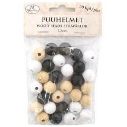 Puuhelmet Naturlajitelma 1,5cm 30kpl/pkt