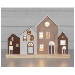 Valokoriste Talo silhuetti LED-valoilla 4 taloa