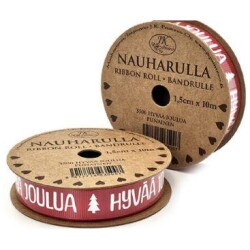 Nauharulla Hyvaa joulua 1,5cmx10m, punainen