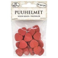 Puuhelmet 2cm Sydan punainen 20kpl