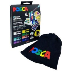 UNI POSCA setti PC-5M 8kpl+kangaspussi