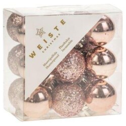 Joulupallot 3cm 18kpl/pkt lammin pinkki kimalle