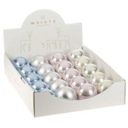 Joulupallo 65 mm Weiste hopea tai pastelli