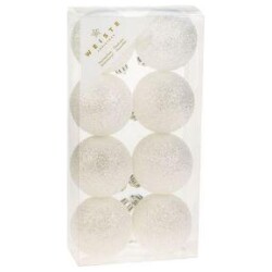 Joulupallot 6cm 8 kpl/pkt valkoinen lumikimalle