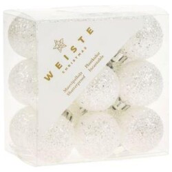 Joulupallot valkoinen lumikimalle 18kpl