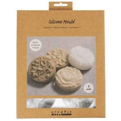 Silikonimuotti 1 Pkk, 4 Kpl, Pyorea, Kukkakuvio, Pit. 6,8 cm, Lev: 2,3 cm