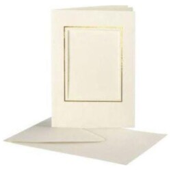 Korttipohjat kirjekuorineen 1 Pkk, 10 Set, Kultareunainen Suorakaide, 10,5x15 cm, 11,5x16,5 cm, 6,5x8,8 cm, Luonnonvalkonen