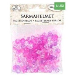 Sarmahelmet lila/pinkki 300kpl Helmien koot ovat n. 6mm, 8mm ja 10mm ja reian halkaisija n. 2mm.