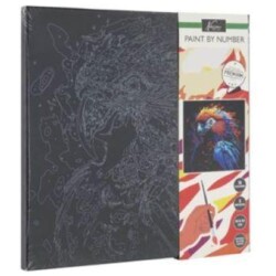 Numeromaalaus 30x30cm musta kanvas Papukaija