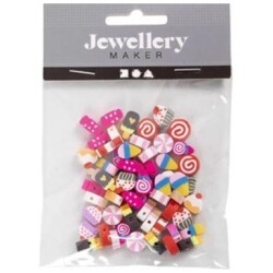 Kuviohelmet 1 Pkk, 60 Kpl, Makeisia, Kakkuja Ja Jaateloa, Halk. 10 mm, 1,5 mm