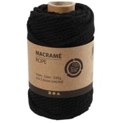 Makrameenyori 330 g/ 1 rll, Pit. 55 M, halk. 4 mm, musta
