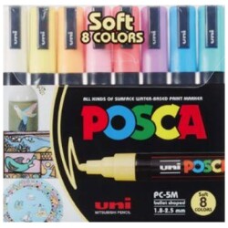 UNI POSCA Marker 8kpl PC-5M 1,8-2,5mm Pastellivarit Pastellivarit