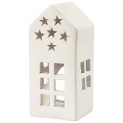 Tuikkulasi Talo valkoinen kork.16cm koko7x7cm