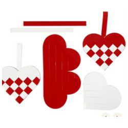 Punotut sydamet 8 set/ 1 pkt, koko 13,5x12,5 cm, punainen, valkoinen