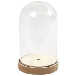 Muovikupu puujalustalla Kork.12,5cm halk.8cm