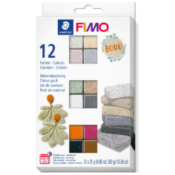 Fimo-efektivaripakkaus, jossa12 Boho-puolipalaa 12x25g