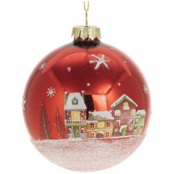 Weiste lasipallo 8cm punainen talvitalot