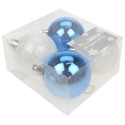 Weiste joulupallo 4kpl sininen ja lumikimalle