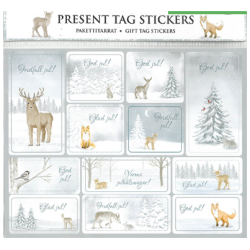 Juletiketter Vinterdjur innehaller 3 ark
