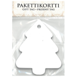 Pakettikortti Kuusi valkoinen korkeus 8cm 10kpl/pkt