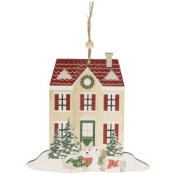 Weiste talo ja koirat puuriipus 15x15cm