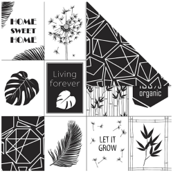 Kuviopaperi 5 ark/ 1 pkt, lehdet ja graafinen kuvio, 180 g