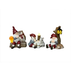 Joulupukki 12cm, 3 erilaista. LED-lampulla