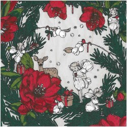 Havi Nuppu-lautasliina joulusatu punainen 20kpl 24cm